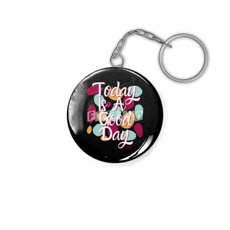 Today Is A Good Day Colorful Polka Blobs - Abstract Wobbly Polka Dots Black Anahtarlık