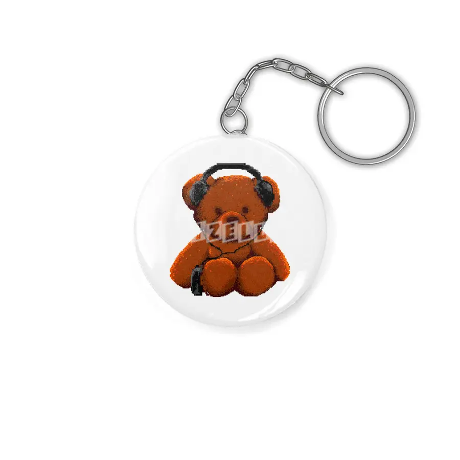 bear listen to music 8 bit Anahtarlık