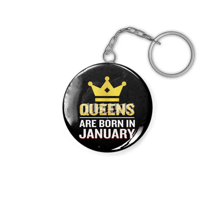 Queens Are Born In January Funny Quote Birthday Gift Anahtarlık