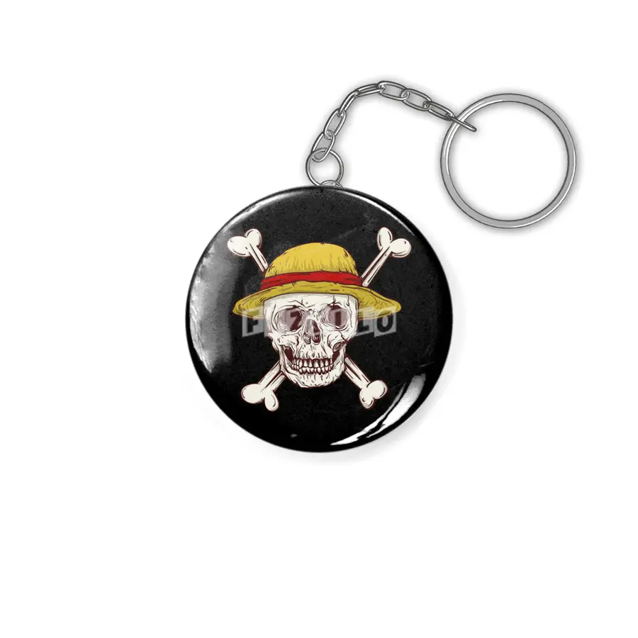 straw hat skull cross bones pirates Anahtarlık