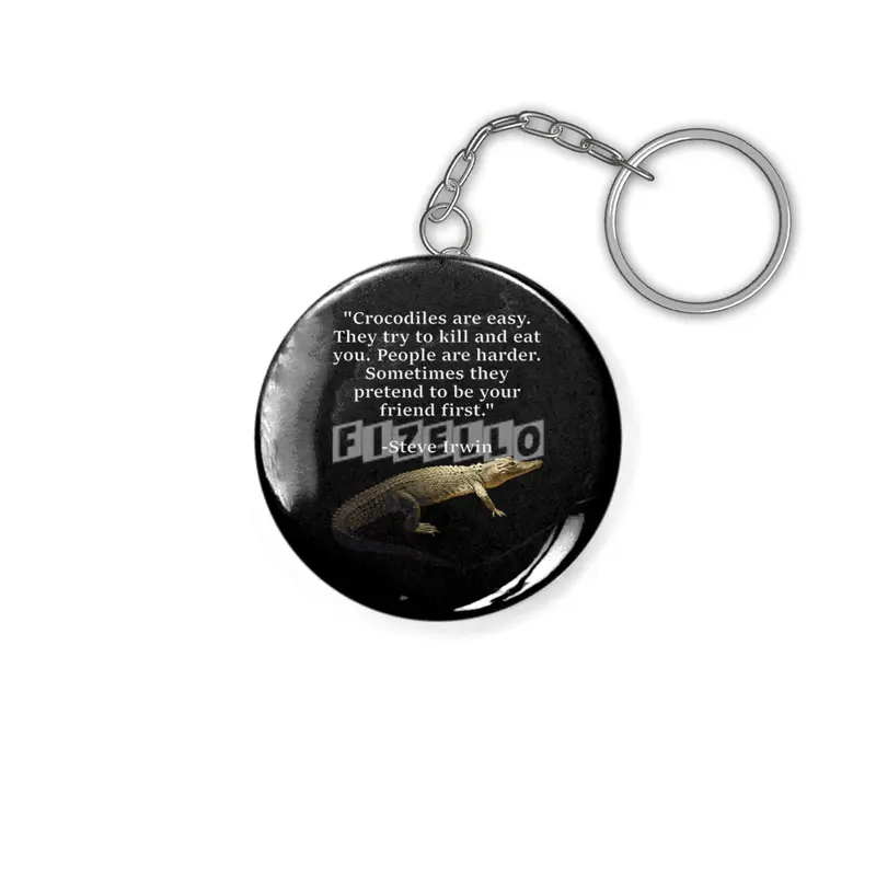 Morelet's Crocodile with Steve Irwin Quote Anahtarlık