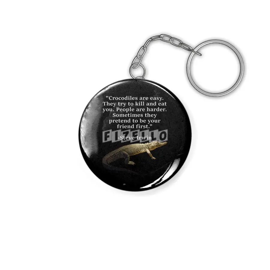 Morelet's Crocodile with Steve Irwin Quote Anahtarlık