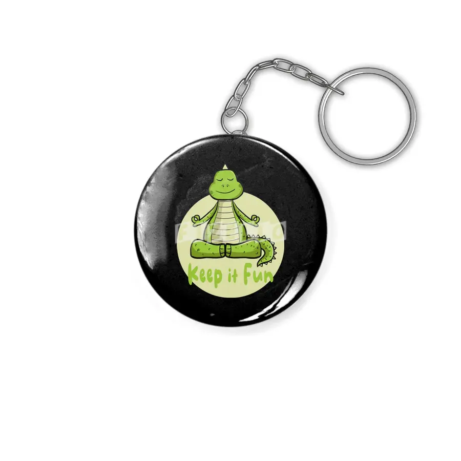 Keep it fun Kawaii green crocodile practicing yoga Anahtarlık