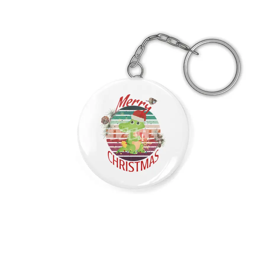 Merry Christmas Cute Crocodile Santa with snowflakes funny Kawaii aligator Anahtarlık