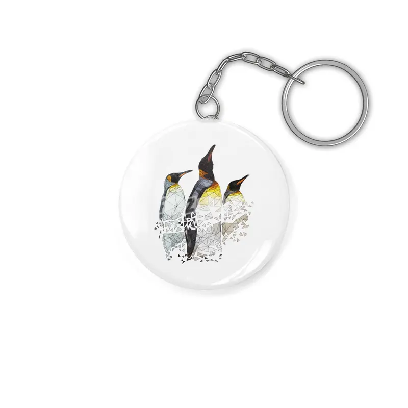 Low Poly Penguin Trio Anahtarlık