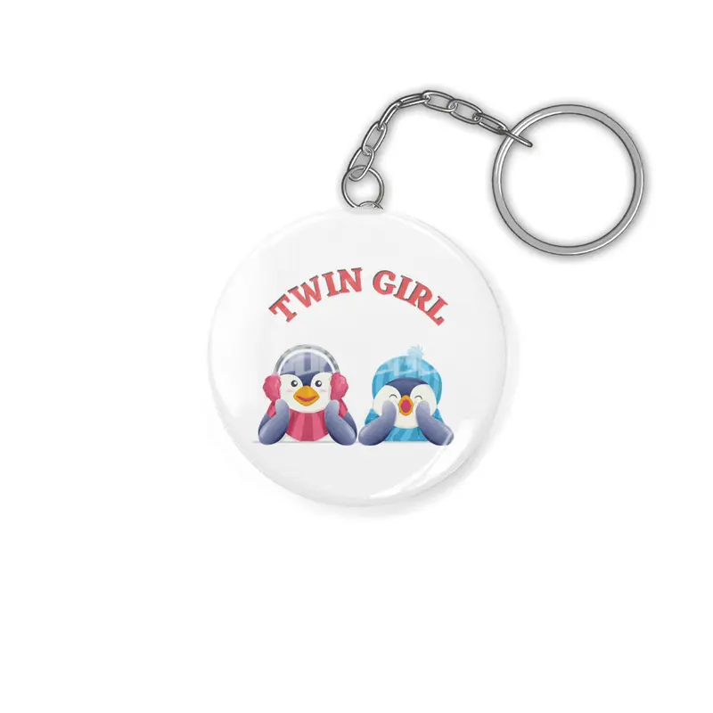 Twin outfit - twin girl penguin lies Anahtarlık