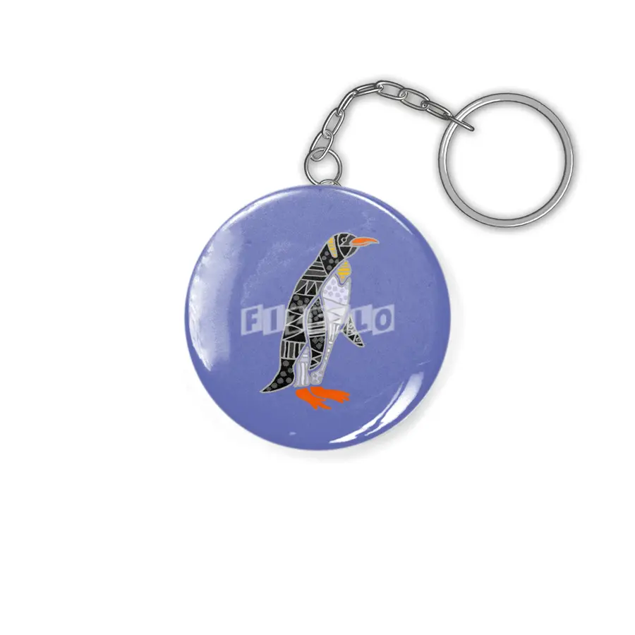 Cool Penguin Bird Abstract Art Pattern Anahtarlık