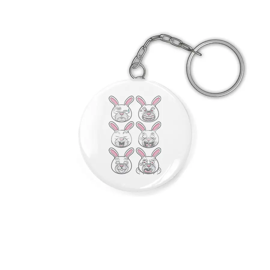cute pet animal rabbit emoticons illustration set Anahtarlık