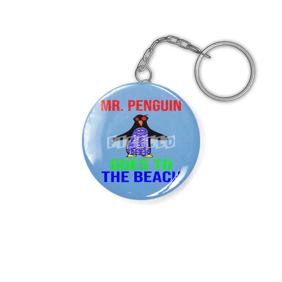 Mr, Penguin Goes To The Beach Anahtarlık