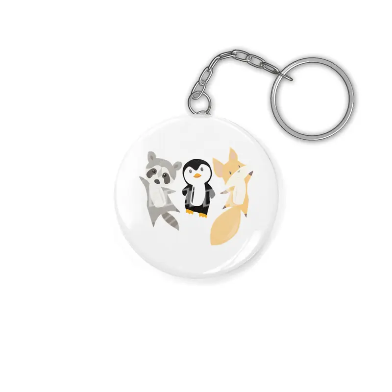 Raccoon Penguin Fox Funny Animals For Kids Anahtarlık