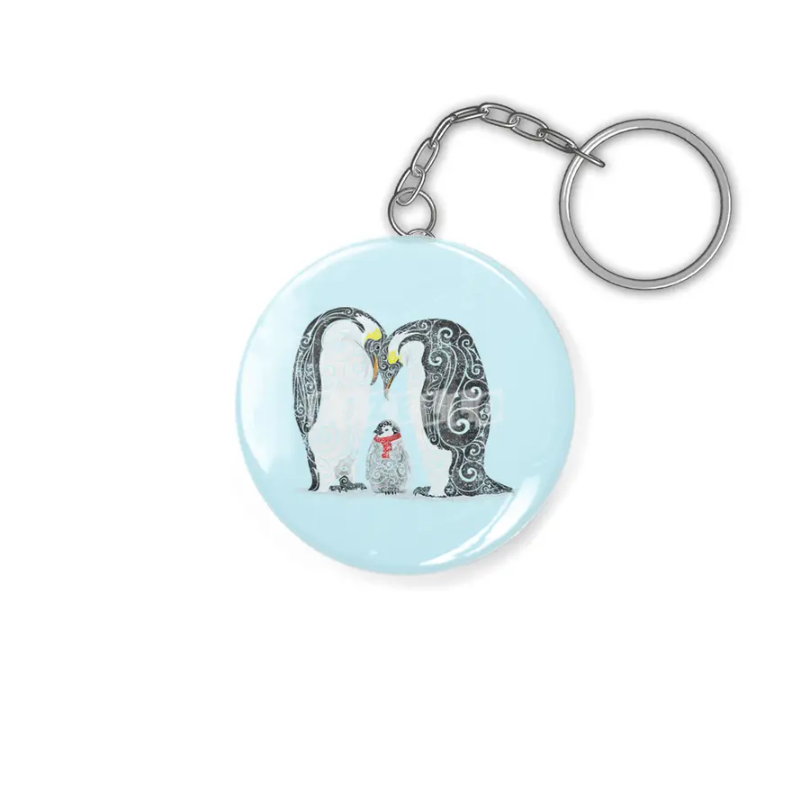 Swirly Penguin Family Anahtarlık