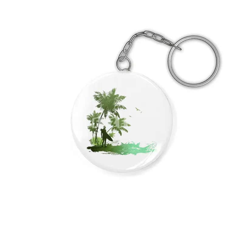 Beach seaside resort silhouette drawing Anahtarlık