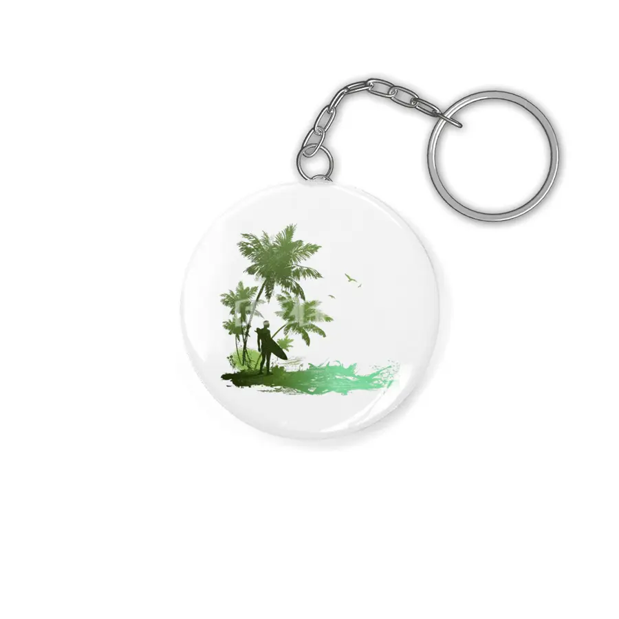 Beach seaside resort silhouette drawing Anahtarlık