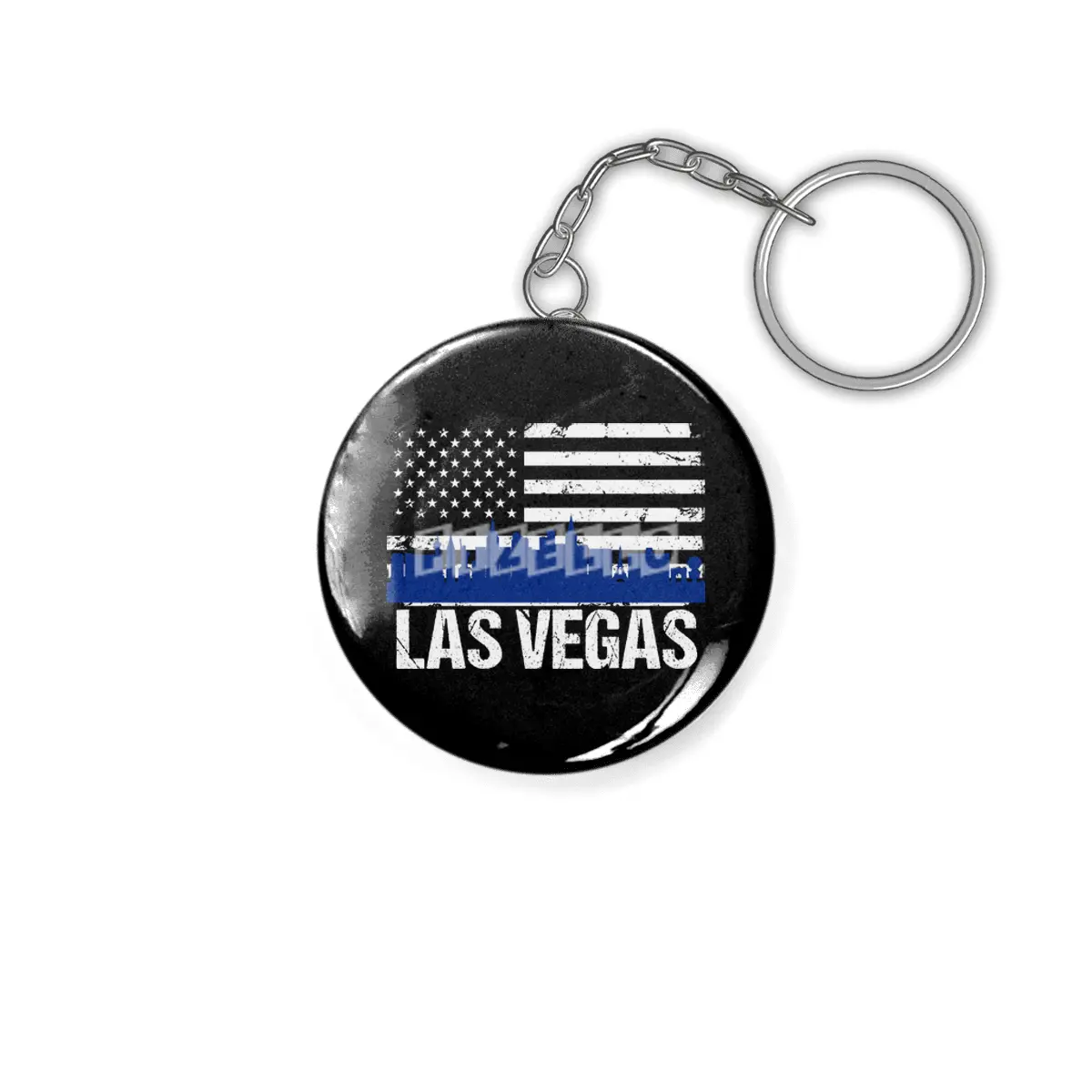 Las Vegas Skyline Silhouette on Distressed American Flag Anahtarlık