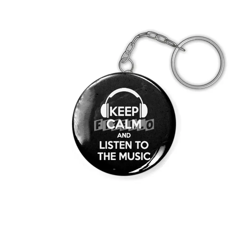 Keep calm and listen to the music humour logo Anahtarlık