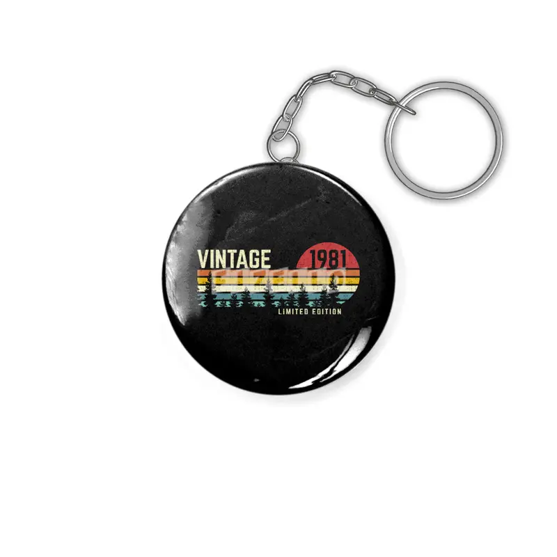 cool vintage sunset 1981 limited edition 40th birthday 40 year old retro classic cute design Anahtarlık