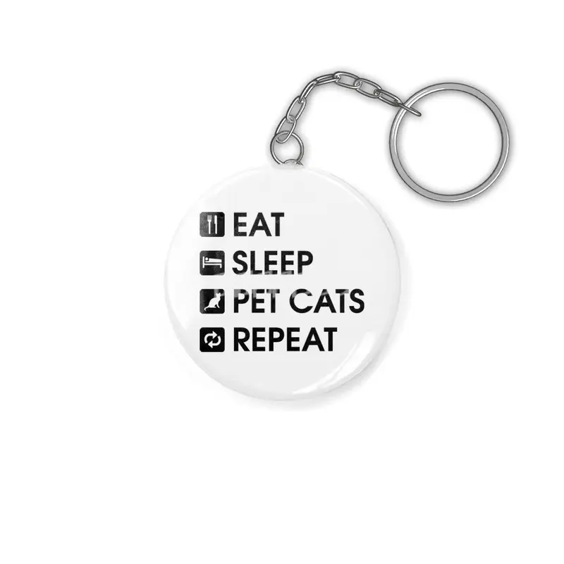 Pink Stars: Eat Sleep Pet Cats Repeat Anahtarlık