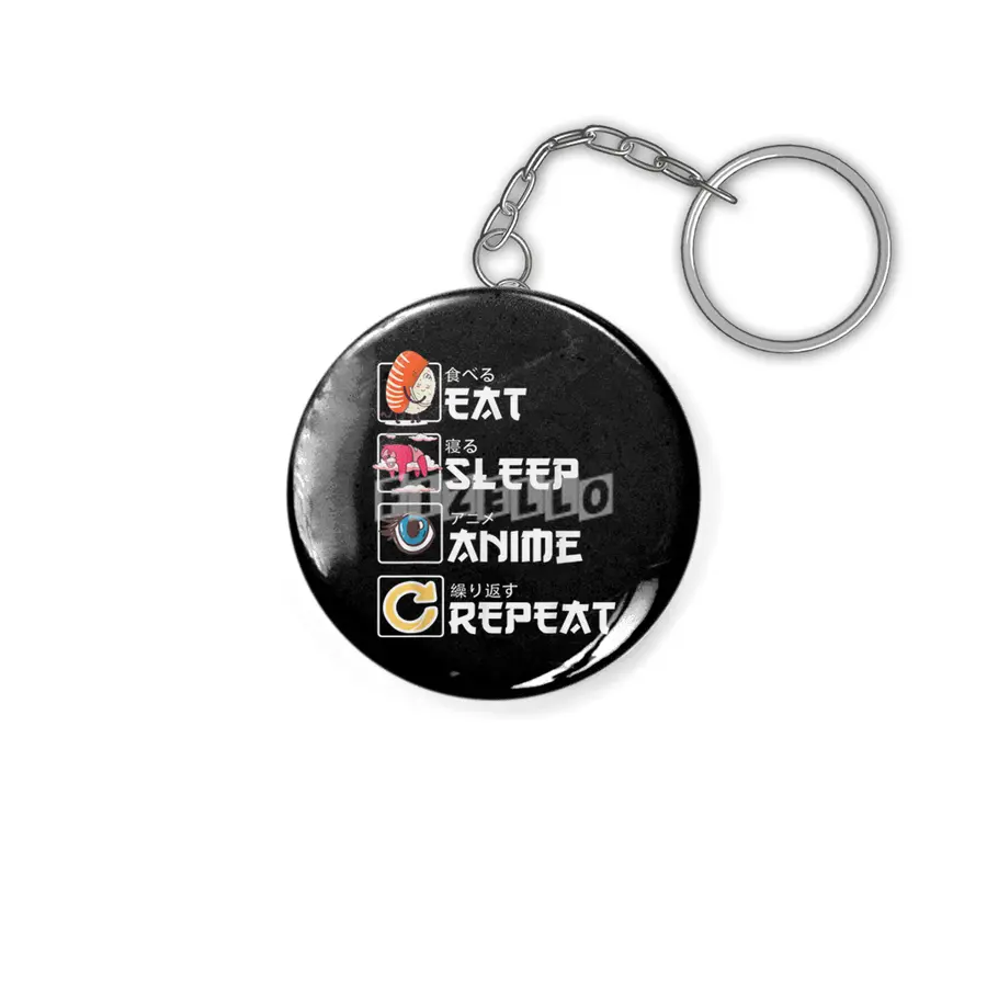 Kawaii Manga Sushi - Eat Sleep Anime Repeat - Cute Anime Anahtarlık
