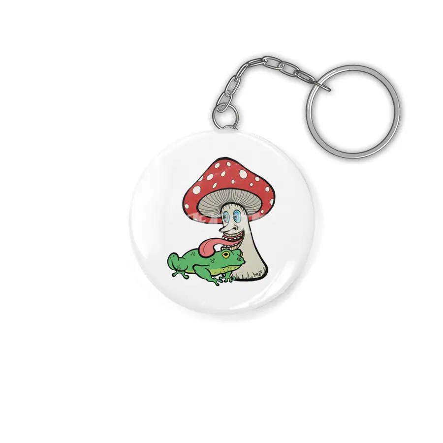 Magic Mushroom Licking Frog Anahtarlık