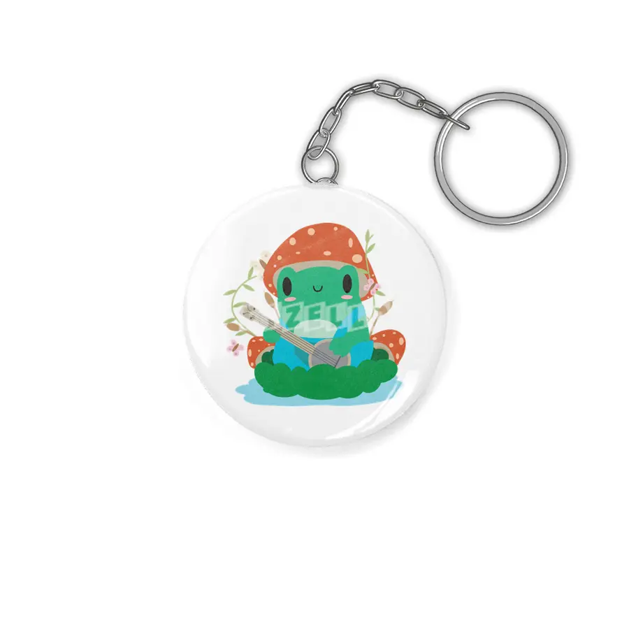 Cottagecore Aesthetic Frog Mushroom Hat Banjo Kawaii Anahtarlık
