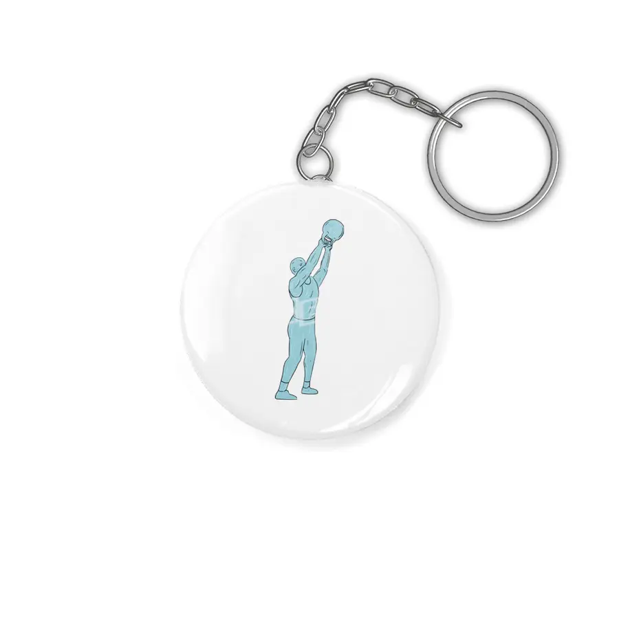 Athlete Fitness Kettlebell Swing Drawing Anahtarlık