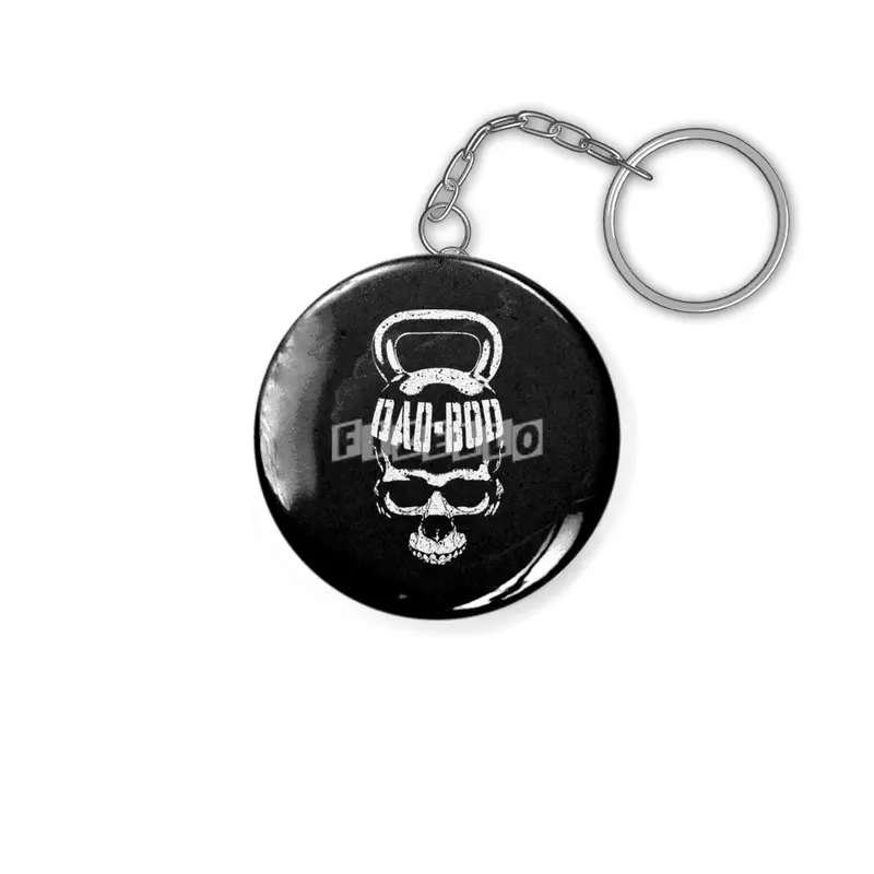 Dad Bod Kettlebell Skull Funny Halloween Gym Fitness Workout Anahtarlık