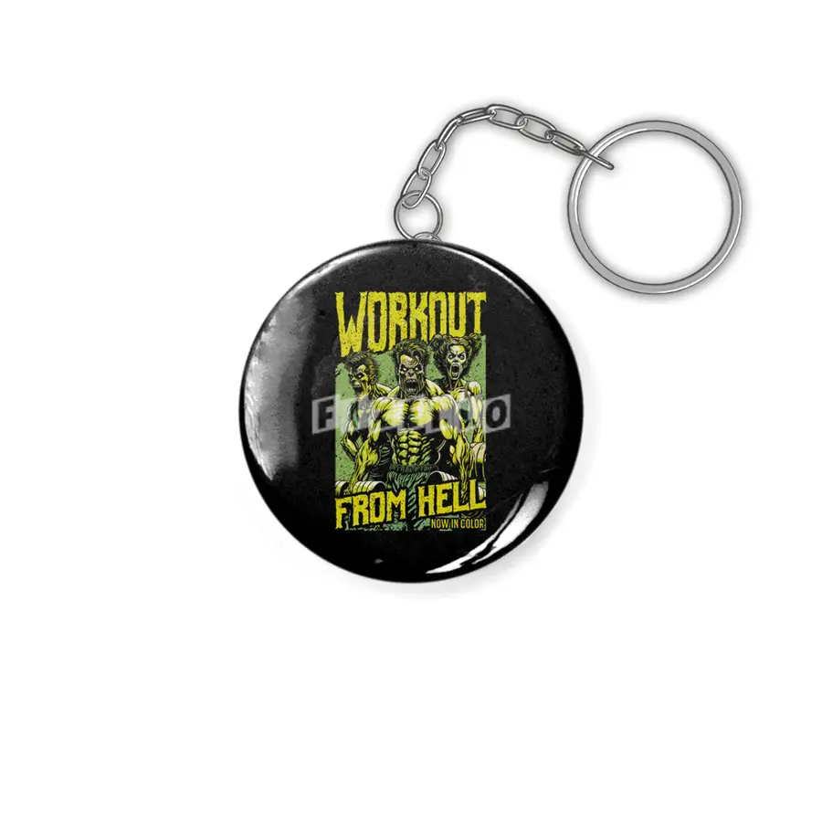 Gym Halloween Funny Retro Zombie Fitness Horror Movie Poster Anahtarlık