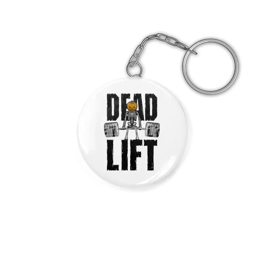 Halloween Gym Deadlift Skeleton Pumpkin Goth Fitness Workout Anahtarlık
