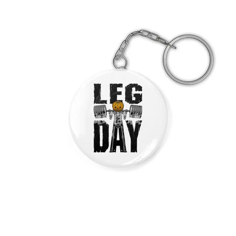 Halloween Gym Leg Day Skeleton Pumpkin Goth Fitness Workout Anahtarlık