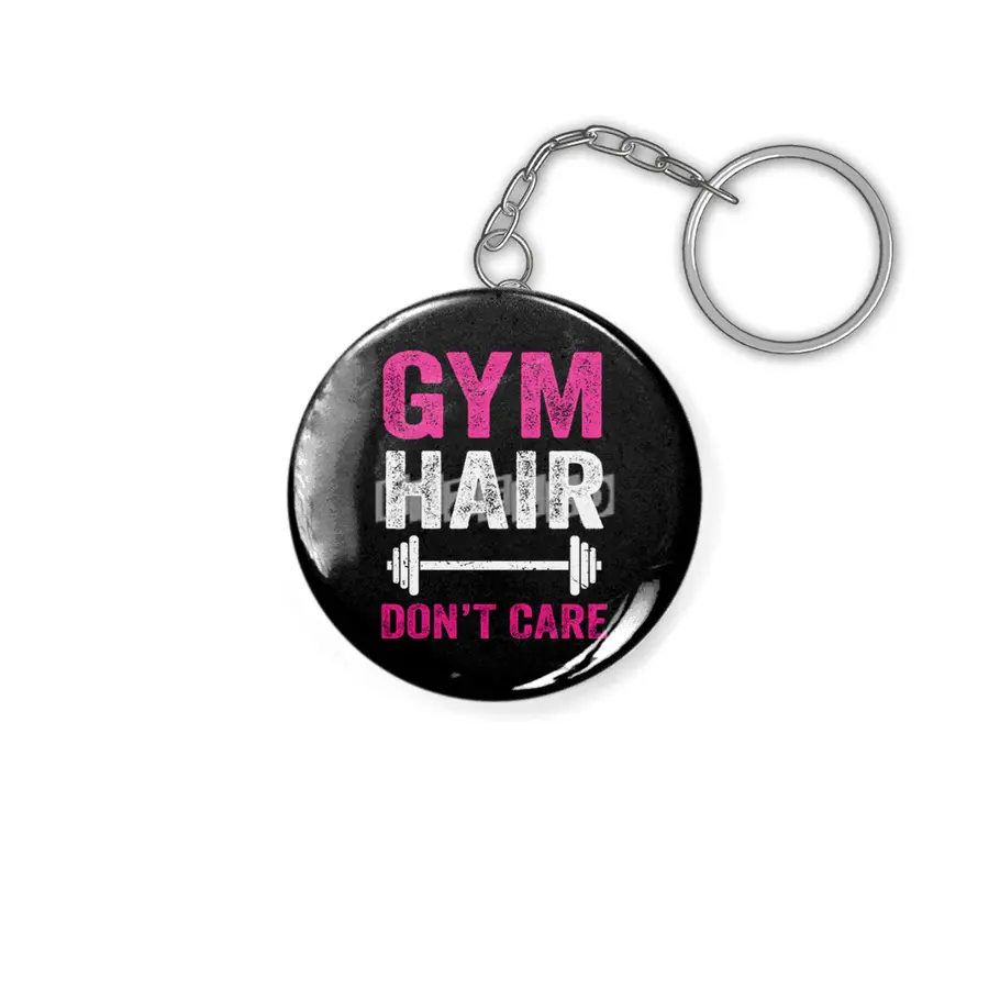 Gym Hair Don't Care Funny Fitness Design Gift Idea Anahtarlık