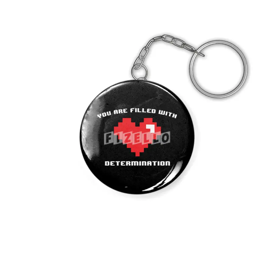 Funny Gamer You Are Filled With Determination Pixel Heart Anahtarlık