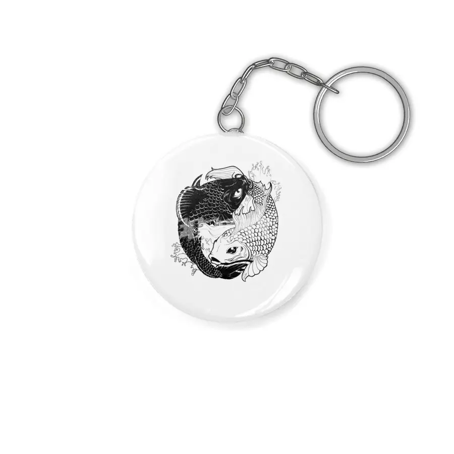 PISCES - Koi carps taijitu Anahtarlık