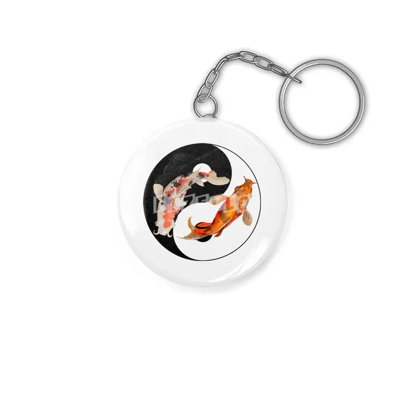 Yin Yang Carp Balance Taijitu Japanese Nishikigoi Koi Fish Anahtarlık