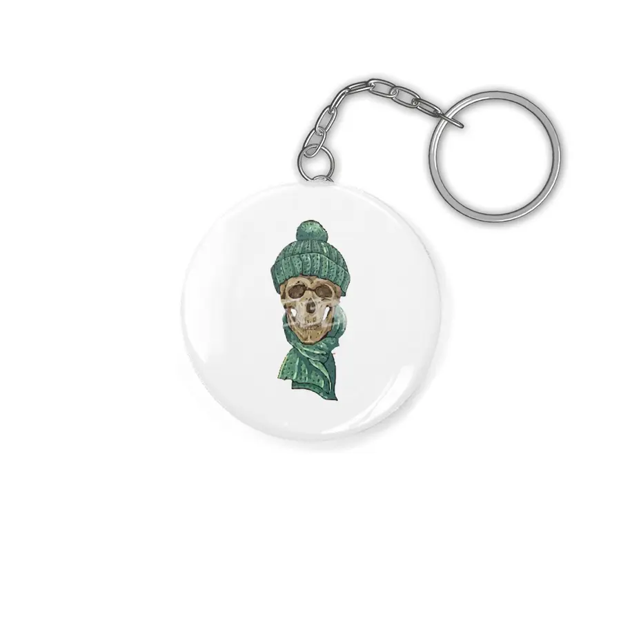 Christmas Hipster Skull Winter Anahtarlık