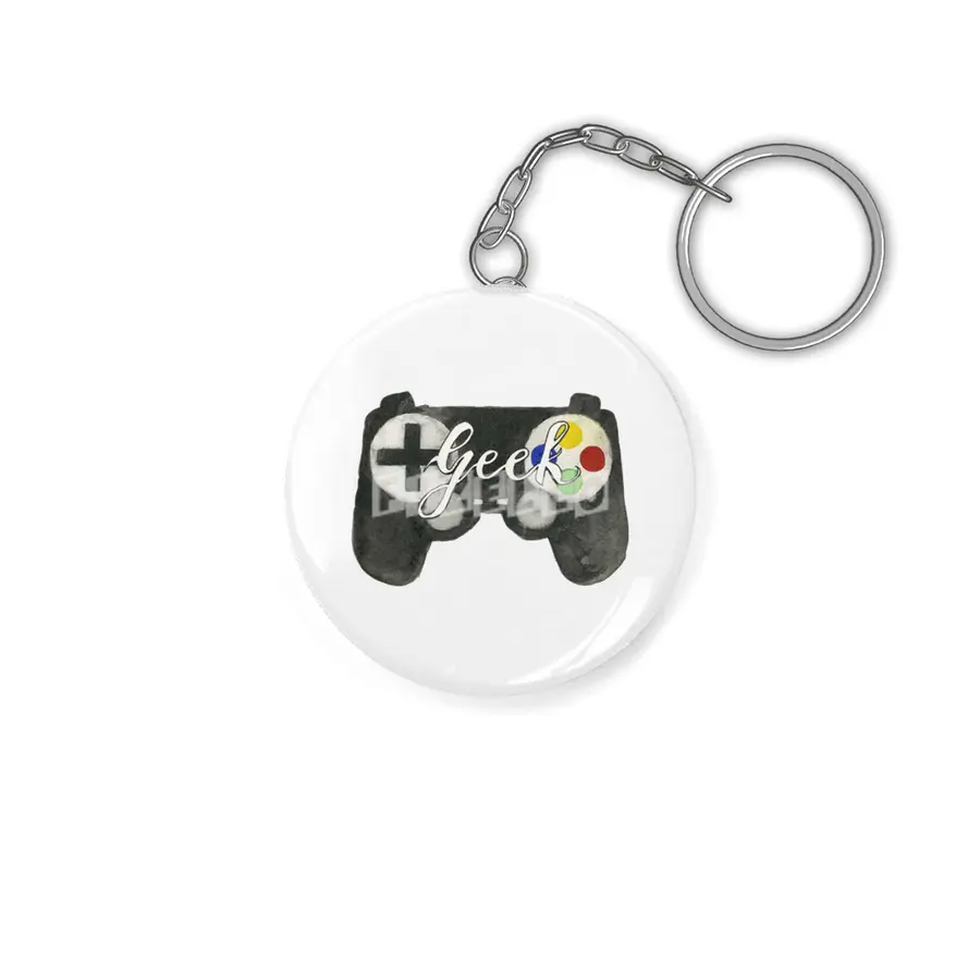 Hand Painted Watercolor Geek Game Controller Anahtarlık