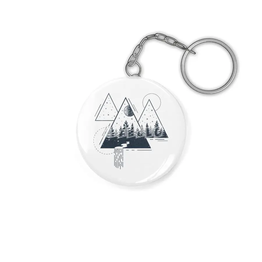 Modern Geometric Nature Forest Bohemian Triangles Anahtarlık