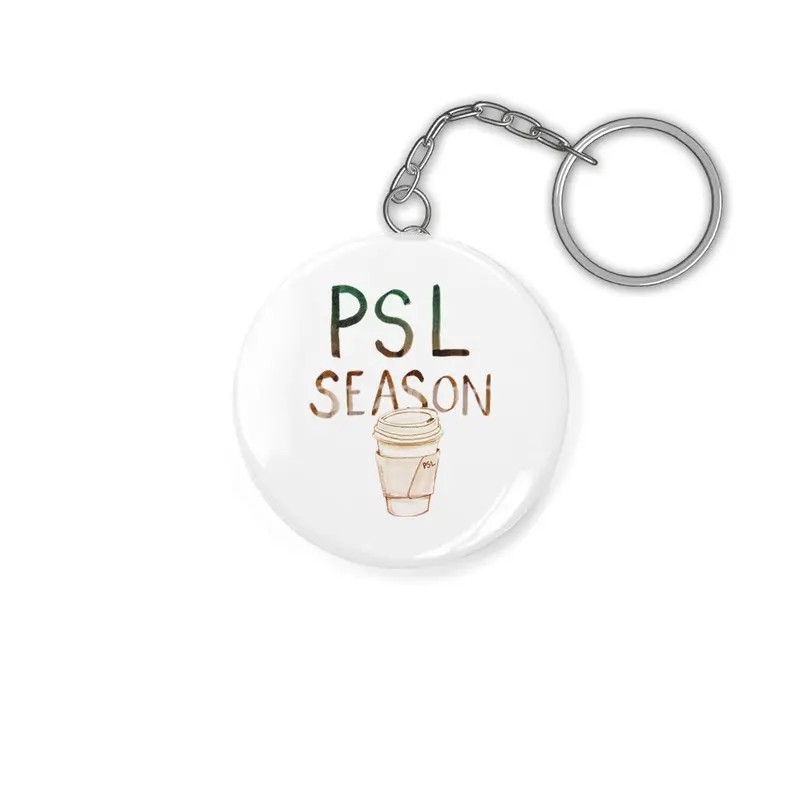 Pumpkin Spice Latte - PSL - Illustration with to go coffee cup Anahtarlık