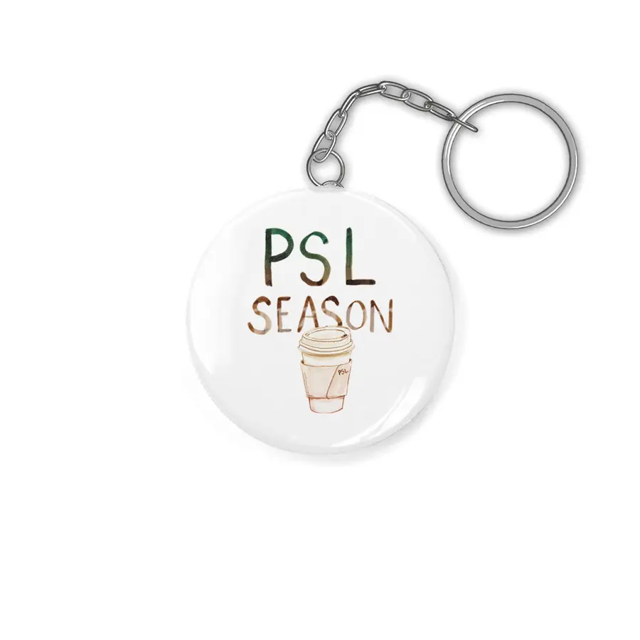 Pumpkin Spice Latte - PSL - Illustration with to go coffee cup Anahtarlık