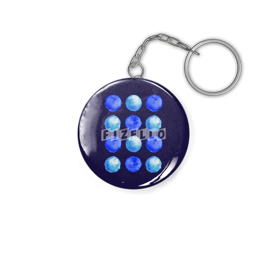 Blue Large Watercolor Dots Pattern Anahtarlık