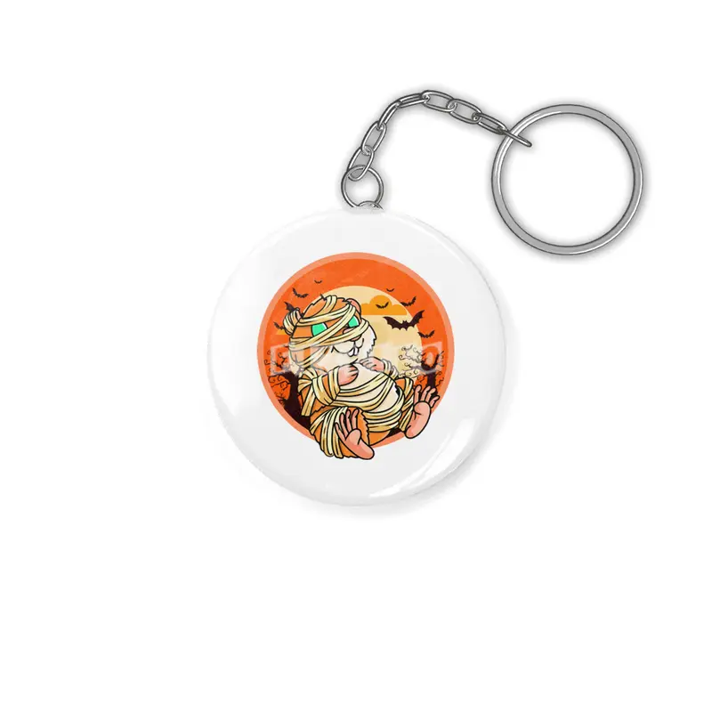 Cute Spooky Halloween Mummy Hamster Costume Anahtarlık