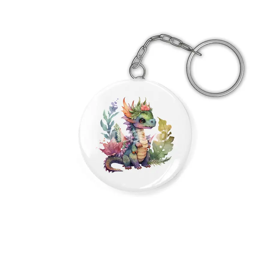 Cute watercolor dino Anahtarlık