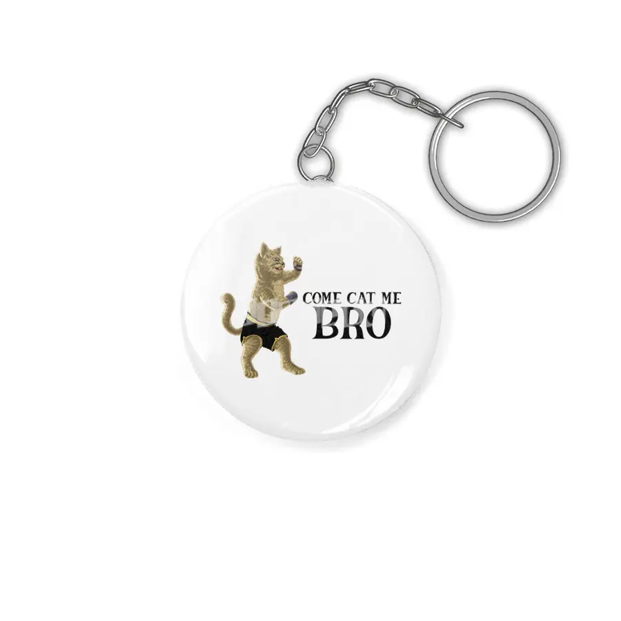 Come Cat Me Bro Cool Boxing Cat Punching International Cat Day Gift for Cat Lovers Anahtarlık