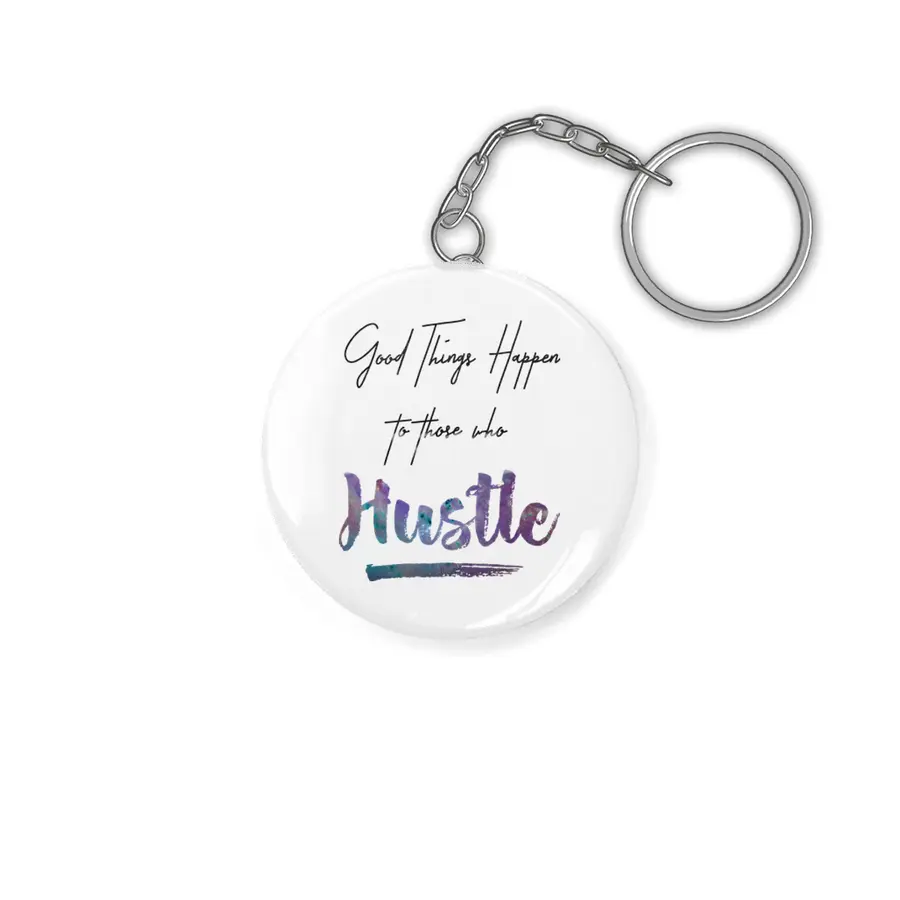 Hustle Watercolor Brush Lettering Inspirational Quote Wall Art Anahtarlık