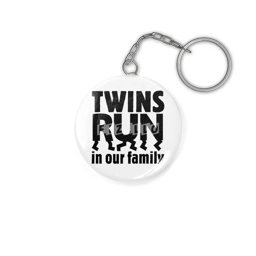 TWINS RUN in our family (Black Lettering Only) Anahtarlık
