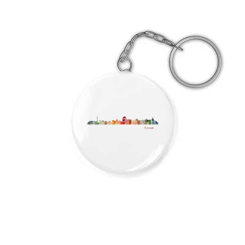Rome Cityscape watercolor skyline Anahtarlık