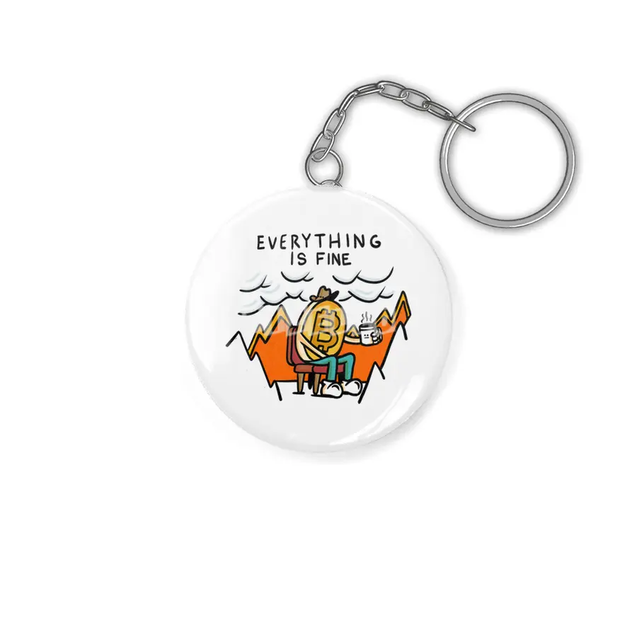 Everything is Fine - Bitcoin Volatility Cartoon in Flames Anahtarlık