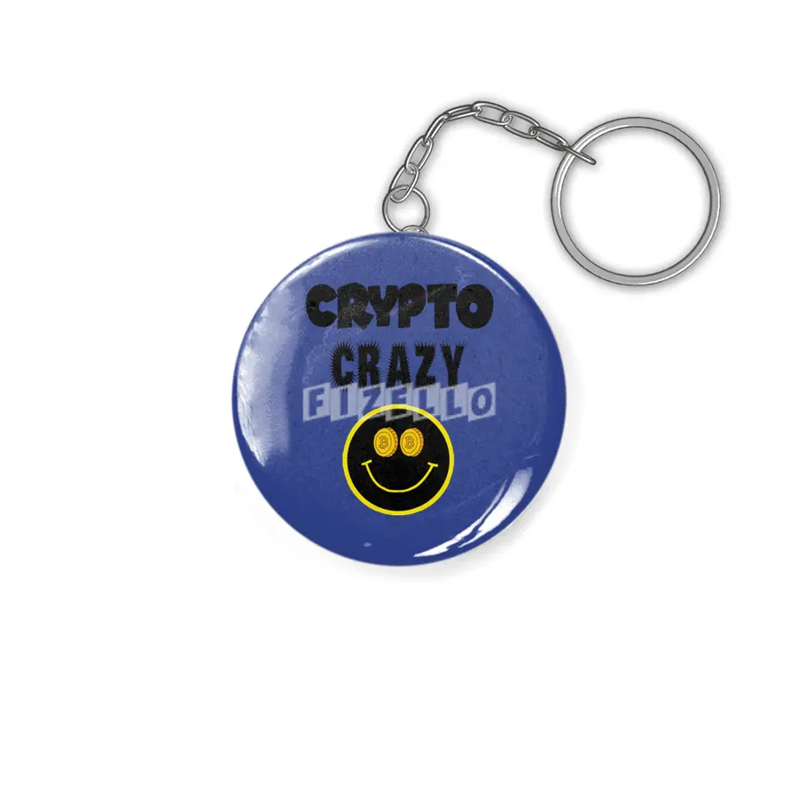 Funny Crypto Crazy Smiley Face Cryptocurrency Anahtarlık