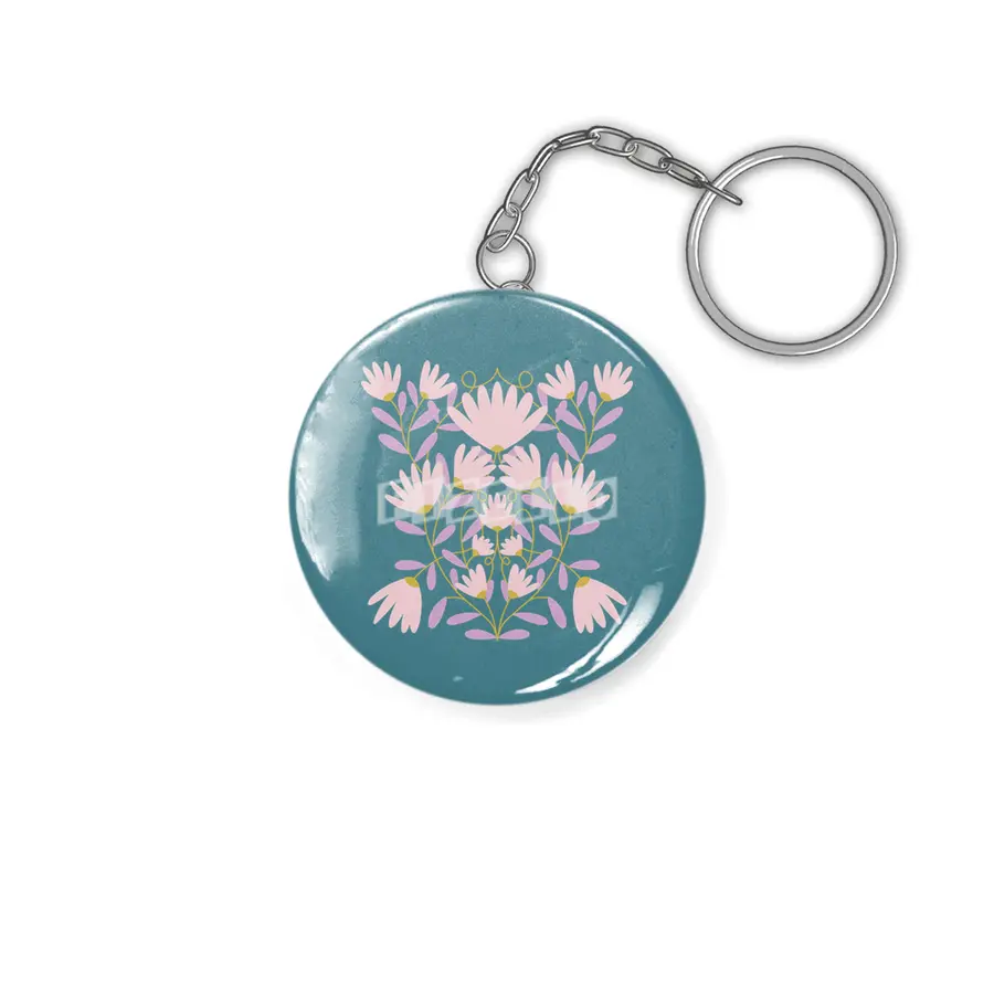 Pastel Floral Damask Anahtarlık