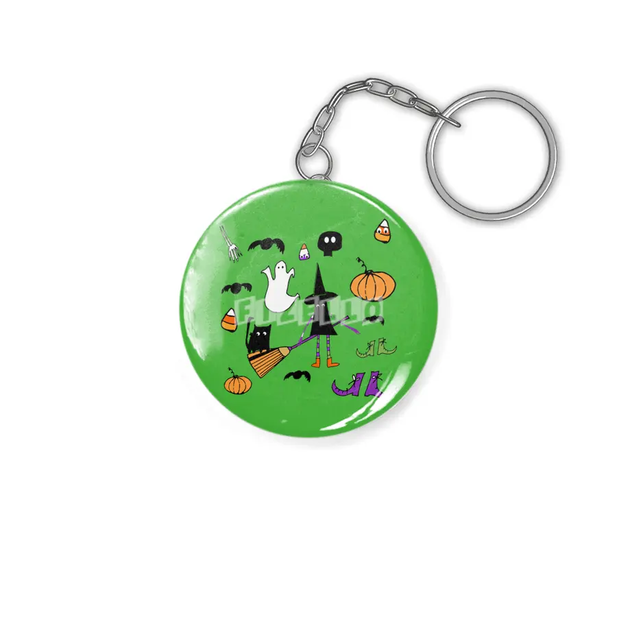 Cute Halloween Witch and Friends Anahtarlık