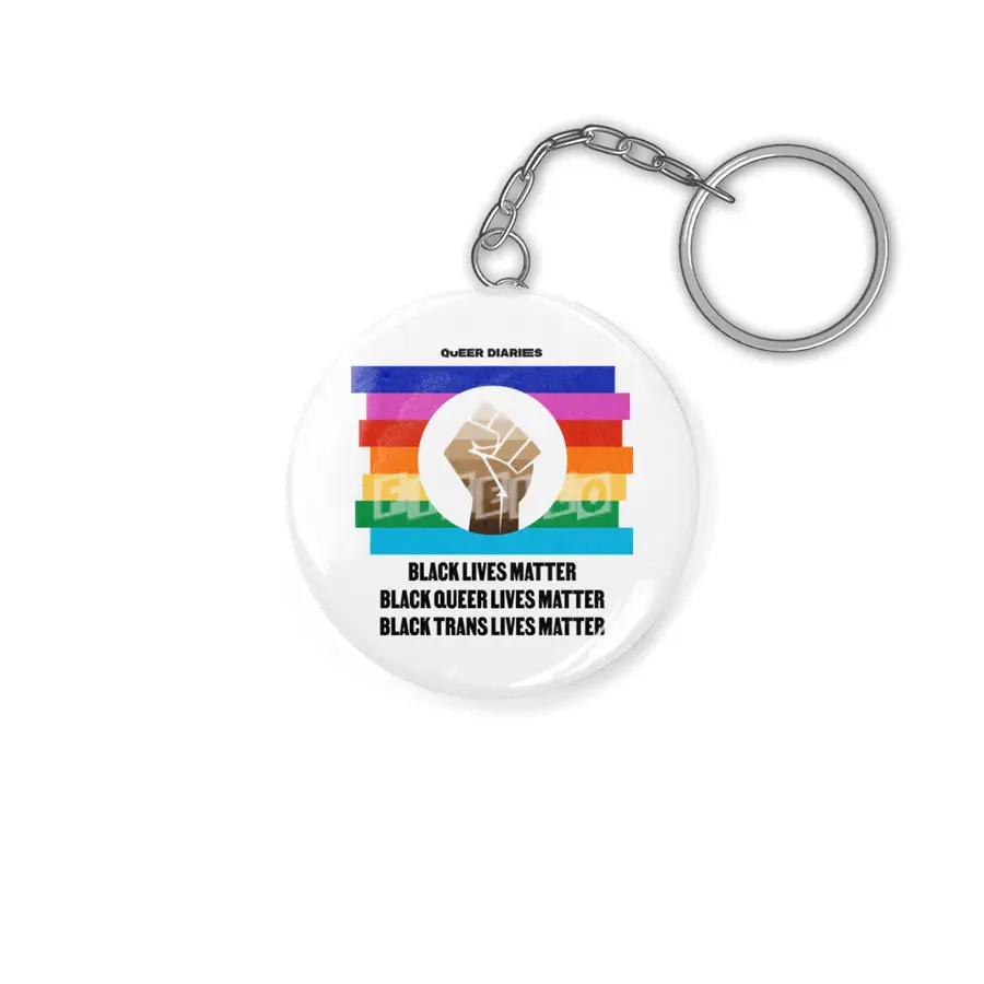 Rainbow Black Lives Matter Circle Light Anahtarlık